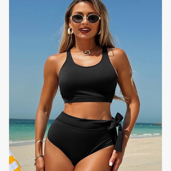 Zaful Black Bikini Set with High-Waisted Bottoms 8-10 - Picture 2 of 8